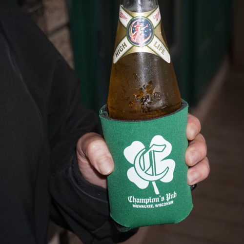Green Champion's Pub Beer Koozie